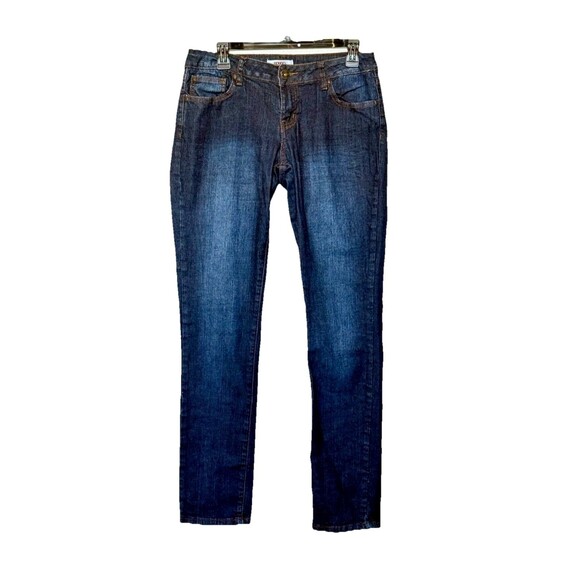 Bongo Jeans Womens 11 Blue Acid Dark Wash Mid Rise Preppy Skinny Jeans - Picture 1 of 6
